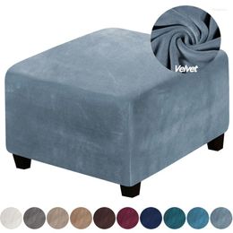 Chair Covers Velvet Footstool Cover Elastic Square Washable Removable Sofa Footrest Slipcovers Non Slip Stool Furniture Protector Case