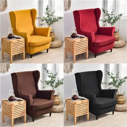 Chair Covers Solid Colour Wing Cover Stretch Spandex Armchair Europe Relax Sofa Slipcovers With Seat Cushion