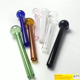 pyrex glass oil burner pipes with 7 color 10cm thick oil burner bubblers for smoking cheap hand glass pipe