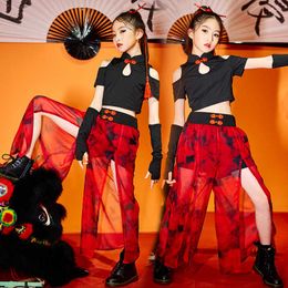 Clothing Sets Girls Fashion Show Chinese Style Dance Suit Hip Hop Jazz Dance Performance Suit Children Model Ancient Style Chivalrous Fashion W230210