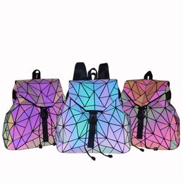 Backpack 2023 Laser Red/Blue/Purple Drawstring Sports Color Changing Luminous Irregular Geometric Foldable Holographic Backpacks