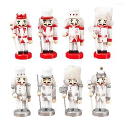 Christmas Decorations 10CM 4pcs Wooden Nutcracker Doll Puppet Soldier Shape Decor Pendant Year Tree Ornaments Gift