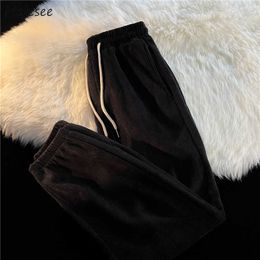 Men's Pants Men Casual Retro Ins Pure Colour Baggy Ulzzang Students Autumn Streetwear Trendy Trouser Teens Unisex All-match Cosy Y2302