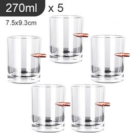 Wine Glasses 270ml Cup with Bullet Rum Bar Crystal Whisky Transparent Handmade Heat Resistant Tea Drink Coffee s Beer Mugs 230210