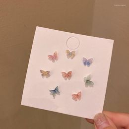 Stud Earrings 8PCS Fashion Small Fresh Cute Different Colors Butterfly For Women Jewelry Set Gifts