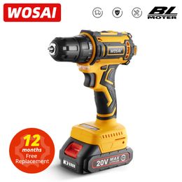 Electric Drill WOSAI 20V Brushless Electric Drill 50NM Cordless Screwdriver LithiumIon Battery Mini Electric Power Screwdriver MTSeries Tools 230210