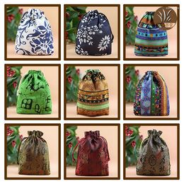 Jewellery Pouches Wholesale 10PCS Rope Single Small Sack Kit Bag National Wind Smoked Pull