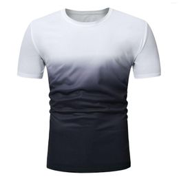 Men's T Shirts Arrival Summer Tshirts Casual Short-sleeved T-shirt Men's Tide Brand Gradient Round Collar Printing Loose Advertising
