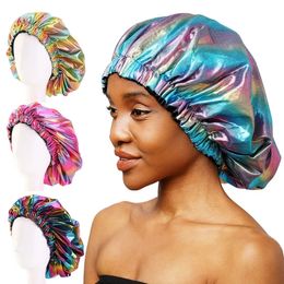 2023 Hair Accessories New Large Double-layer Round Hat Fashion Print Ladies Sleeping Cap Imitation Silk Satin African Hjiab Caps Turban Bonnet