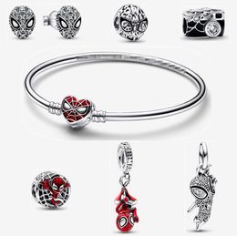 Sterling silver spider charm bracelets earrings bangle size 16-21CM pendant beads DIY fit Pandora bracelet earrings women designer Jewellery