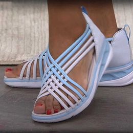 Slippers Women's Roman Sandals 2023 Summer New Fashion Wedge Cross-Tie Fish Mouth Shoes Sexy Adult Breathable Beach Sandalias De Mujer R230210