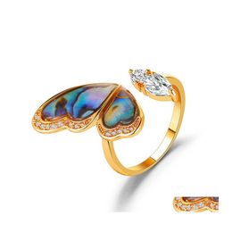 Cluster Rings The Dream Seashells Colorf Butterfly Wings Ring Ins Wind Temperament Micro Pave Zircon Opening Lightly Cooked Style Dr Dhatp