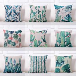 Pillow Case Lotus Leaf Cactus Throw Pillowcase Cotton Linen Printed Covers For Office Home Textile