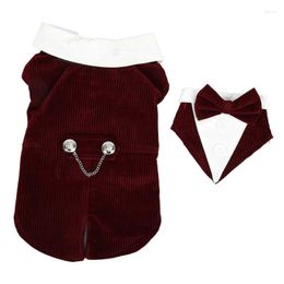 Dog Apparel Pet Bow Tie Suit Wedding Stylish Elegant Decorative Formal Tuxedo For Party Jujube Red