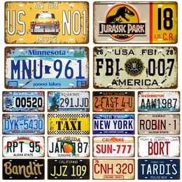 Car Licence Plate Metal Painting Vintage Licence TEXI Metal Tin Signs Plaque Poster Motor Bar Club Wall Garage Wall Decoration New York Decor size 30X15CM w01