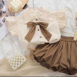 Clothing Sets Summer Girls Clothing Set Sweet Bow ShirtPants Party Birthday Kids Boutique Clothes New Children Casual Clothes Suits 26Yrs W230210