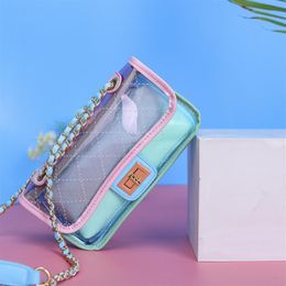 Transparent Jelly bag Lattice Crossbody bag 2022 Summer New Quality PVC Women's Designer Handbag Chain Shoulder Messenger281N