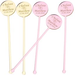 Other Festive Party Supplies 100PCS Personalised Engraved Stir Sticks Etched Drink rers Bar Swizzle Acrylic Table Tag Baby Shower Decor 230209