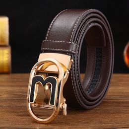 Quality Letter Buckle Men's Leather Belt Trendy Business Comfort Click Belts Wholesale