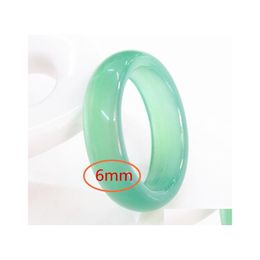 Band Rings Natural Agate Ring Couple Models Men And Women Gamblers Chalcedony Green Jade Drop Delivery Jewellery Dhenb