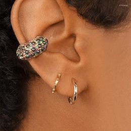 Backs Earrings Fashionable Pearl Ear Cuffs Bohemian Stackable C-shaped CZ Rhinestone Small Clips Women's Non-pierced Jewellery