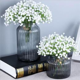 Decorative Flowers 12PCS Home Art Decor Mini 18cm White Plastic Gypsophila For Baby Girl Boy Baptism Party Favor DIY Wedding Flower Wall