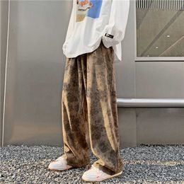 Men's Pants Vintage Floral Corduroy Streetwear Y2k Men Wide leg Oversize Harajuku Casual Trousers 2022 Fashion new Y2302