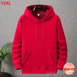 Men's Hoodies Sweatshirts Winter fleece pullover hooded sweater loose plus size men's 10XL 12XL comfortable winter hoodies student big size sweatshirts 230209