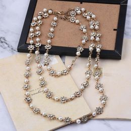 Choker 2023 Multi-layer Simulated Pearls Chain Long Necklace Trendy Vintage Statement For Women Fashion Jewellery