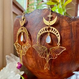 Dangle Earrings Celestial Moth Hypoallergenic Fairy Jewellery Handmade Gift Women Statement Hallowee Grunge 2023