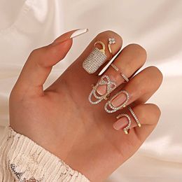 Solitaire Ring New Fashion Copper Inlaid Zircon Nail INS Selling Gold Plated Manicure Joint for Women Trend Party Jewelry Y2302