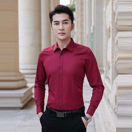 Herren -Hemd -Hemden Herbst Top -Qualität Herren formelle Langschläfe Solid Color Business Shirt Slim Fit Herren Tops Kleidung my629
