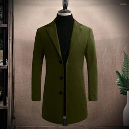 Men's Trench Coats Stylish Autumn Men Coat Solid Colour Korean Style Single Breasted Slim Fit Windproof Mid-length Jacket For Sports