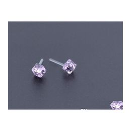 Stud Earrings For Women Fashion Jewellery Different Colours Crystal Glass Cube Drop Delivery Dhpjr