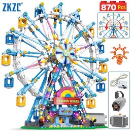 Blocks City Friends MOC Rotating Ferris Wheel Building Electric Bricks with Light Toys for Children Christmas Gifts 230209