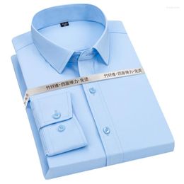 Men's Casual Shirts Men's Dress Shirt Solid Colour Elastic Non-iron Clothing Anti-wrinkle Bamboo Fibre Elegant Long-sleeved For Men