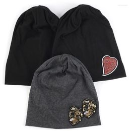 Berets Cotton Leaf Love Pattern Beanies Hat For Women Tin Female Baggy Beanie Skullies Cap Slouchy Bonnet Ladies Gift