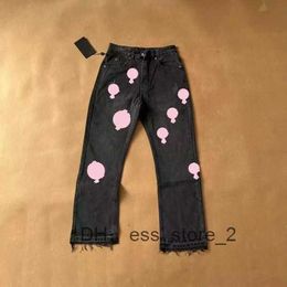 2023 Designer di stampa cardiaco uomini jeans jeans lavated jean chromeheart con alte cinturini da uomo cromati elaborazioni di rielaborazione clome 7 xl8t