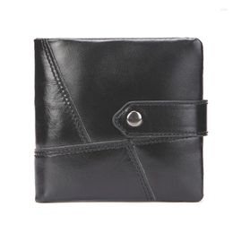 Wallets Genuine Leather Men Wallet With Coin Pocket Black Short For Man Cowhide Male Purse Buckle European