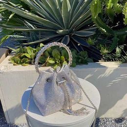 Shoulder Bags Diamonds Designer Bag High Grade Rhinestone Tote Bag Shiny Bucket Bags Niche Light Luxury Handbag Hand Dinner Messenger Bag