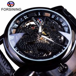 Forsining Chinese Simple Design Transparent Case Mens Watches Top Brand Luxury Skeleton Watch Sport Mechanical Watch Male Clock283b