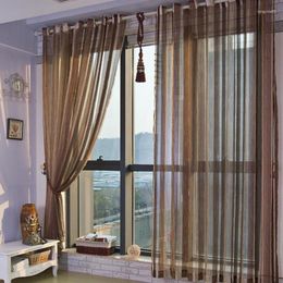 Curtain Modern Chenille Bedroom Living Room Atmospheric Balcony Partition Simple Striped Gauze Bay Window Curtains