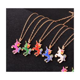 Pendant Necklaces Pegasus Horse Necklace Enamel Animal Cartoon Colar Choker Drop Delivery Jewellery Pendants Dhyzo