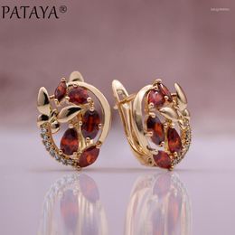 Dangle Earrings PATAYA Design Water Drop Natural Zircon 585 Rose Gold Colour Fashion Women Jewellery Butterfly Colourful