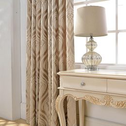 Curtain Luxury Beautiful Beige Grey Modern Curtains For Living Room Bedroom Simple High Precision Jacquard