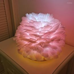 Table Lamps Feather Lamp Bedroom Luxury Wedding Creative Personality Decoration Bedside Desk Baby Room Decor Home