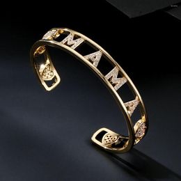 Bangle Fashion "Mama" Charm Bracelet For Women & Adjustable Micro Pave CZ Jewellery