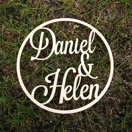 Other Festive Party Supplies Personalized Wedding Laser Cut Name Wood Decor Reception Sign Hoop P o Prop Wall 230209