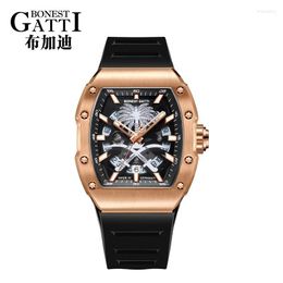 Wristwatches GATTI Top Craft Watch Carbon Fibre Men Hollow Automatic Mechanical Niche Light Luxury Sports - Coconut TreeWristwatches Will22