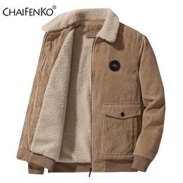 Men's Jackets Men Winter Fleece Warm Thick Jackets Men Fashion Fur Collar Corduroy Coat Men Autumn Outwear Military Casual Jacket Men 230209